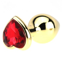 Heart Jeweled Stainless Steel Butt Plug - Golden