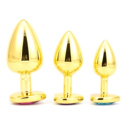 Heart Jeweled Stainless Steel Butt Plug - Golden