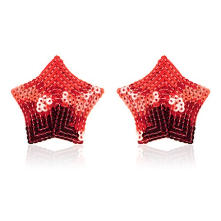 Pair of Shiny Red Sequin Star Nipple Pasties Covers