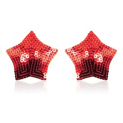 Pair of Shiny Red Sequin Star Nipple Pasties Covers