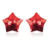 Pair of Shiny Red Sequin Star Nipple Pasties Covers
