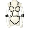 Open Breast Leather Body Harness with Cuffs