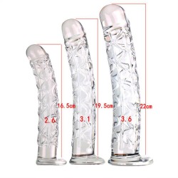 Ribbed Crystal Glass Realistic Dildo