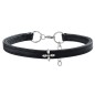 Single Cross Double Layer Leather Choker