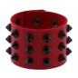 Three-row leather studded wide bracelet