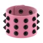 Three-row leather studded wide bracelet