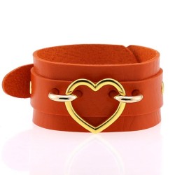 Punk PU leather Love Ring - Golden