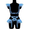 Lace Trim Buckled Leather Body Bondage With Garter Belt