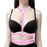 Buckled Cross Waist Chain Chest Belt With Collar