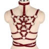 Front Bondage Leather Vest With Collar Waist Belt