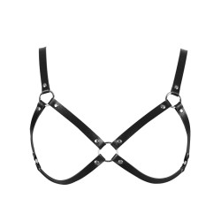 O Ring Spliced Cupless Leather Bra