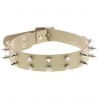 Double Row Spiked Rivet Leather Collar
