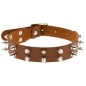 Double Row Spiked Rivet Leather Collar