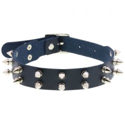 Double Row Spiked Rivet Leather Collar