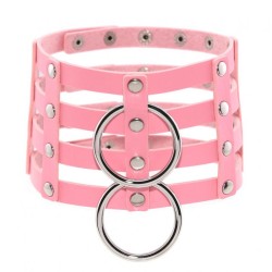 Four Rows Leather Bondage Collar
