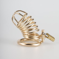 Gold Metal Chastity Cage Device