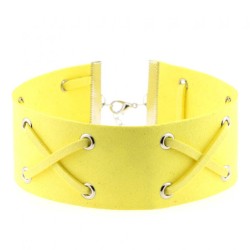 Crossover Wide Velvet Lace-Up Necklace