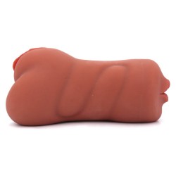Double Hole Mouth &amp; Pussy Stroker - Brown