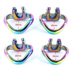 Rainbow Male Metal Chastity Cage HTV3