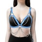 Vintage Steam Punk Leather Bra Removable Chain Tassel