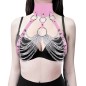 Wide Leather Collar With Bra Chain