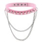 Rivet Spiked Leather Collar With Chain