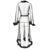Long See-through Feather Mesh Night Robe