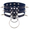 Three-row Silver-ring Rivet Spiked Collar
