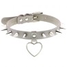 Spike Studded Heart Pendant Leather Collar
