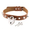 Studded Heart Lock Pendant Collar