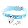 Studded Heart Lock Pendant Collar
