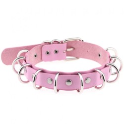 Multiple Rings Double Leather Collar