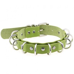 Multiple Rings Double Leather Collar