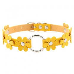 Flower PU Leather O-Ring Collar