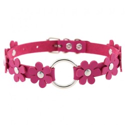 Flower PU Leather O-Ring Collar