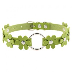 Flower PU Leather O-Ring Collar