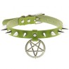 Rivet Pentagram Pendant Leather Choker