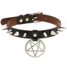 Rivet Pentagram Pendant Leather Choker