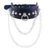 PU Leather Silver Nail Collar With Chain