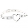 Sliver Heart Spiked Rivet Leather Collar