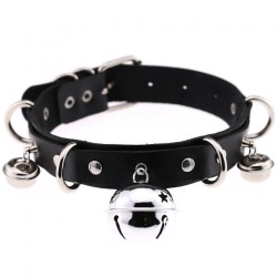 D Ring Punk Collar With Bell