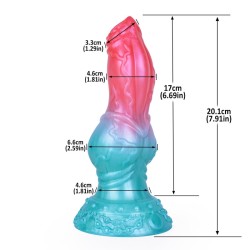 Alien Beast Cyan Rainbow 7.9" Dildo - K