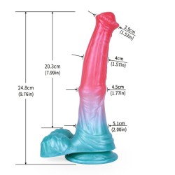 Alien Beast Cyan Rainbow 9.7" Dildo - C