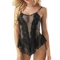 Ladies Strappy Tranparent Flower Lace Dress With Panty