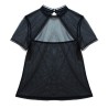 Black Transparent Back Hollowed-out Lace Tops