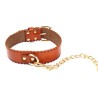 Real Leather Collar With Golden Lead