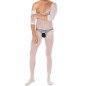 Pure White Crotchless Low Cut Jampsuit Teddy For Men