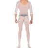 Pure White Crotchless Low Cut Jampsuit Teddy For Men