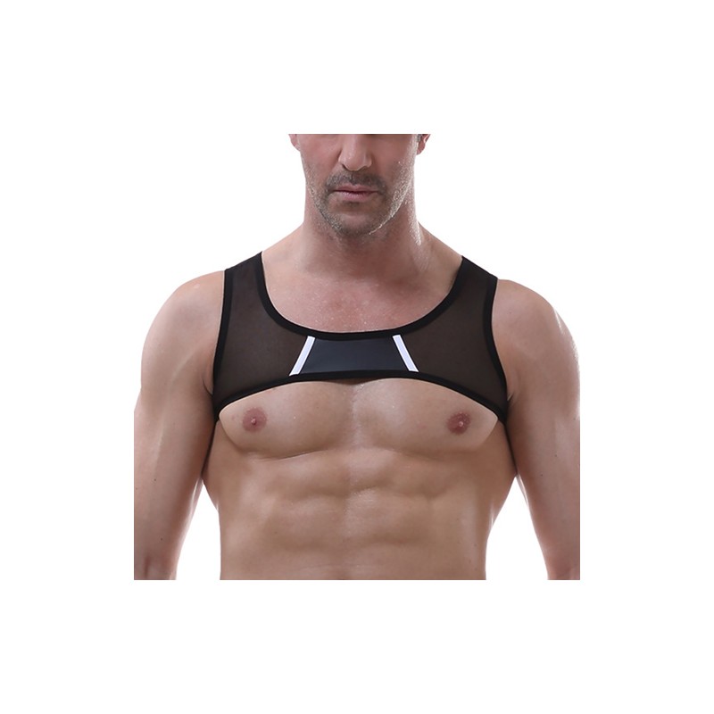 New Sexy Mesh Faux Leather Vest For Men
