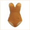 Stylish Pleuche Multi-colored Strapless One Piece Suit